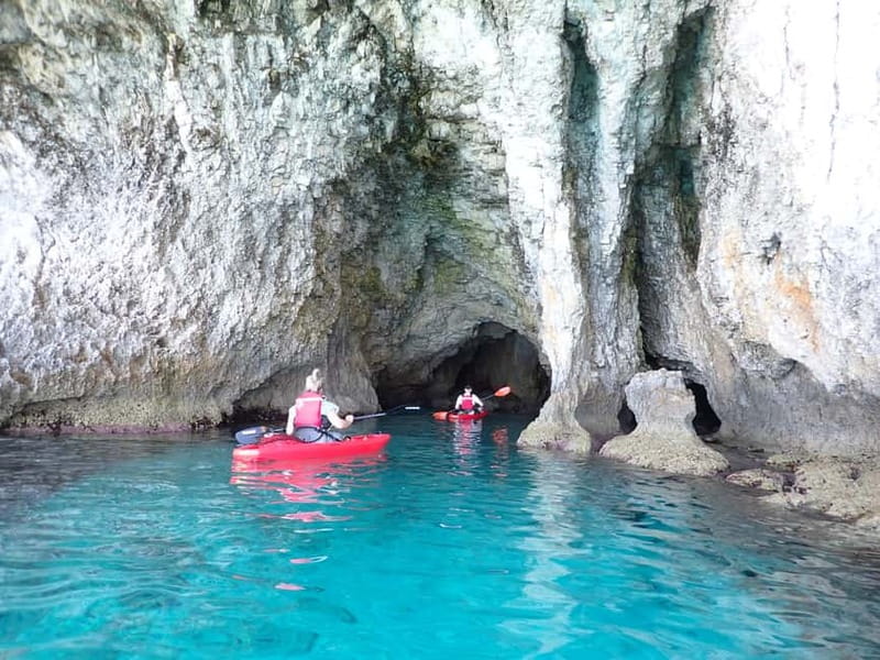 4-hour Ayia Napa SeaCaves Guided Kayaking from Limnara beach - Your Kayak Setup: Single Sitontop Kayaks and Wet Gear Expectations