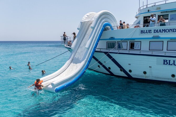 From Latchi: 3 hrs Blue Lagoon Akamas Cruise & large slide - From Latchi Harbour to the Akamas Coast: Getting on Board the Blue Diamond
