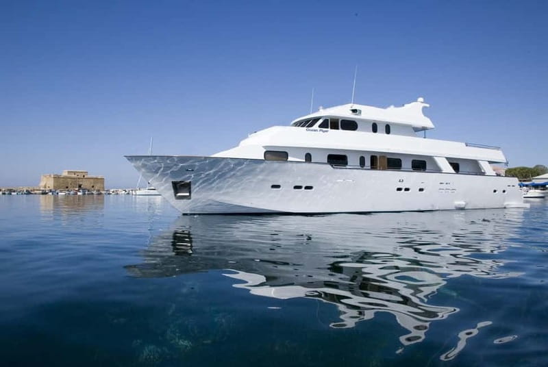 From Pafos: Ocean Flyer VIP Cruise - Adults Only - Food and drinks on board: champagne, buffet lunch, canapés, and an open bar