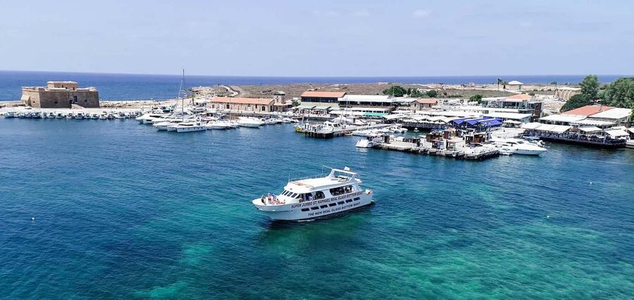FROM PAPHOS: 1.5 HRS Glass Bottom Boat Cruise with swimming - Getting Oriented On the Largest Glass-Bottom Boat in Paphos