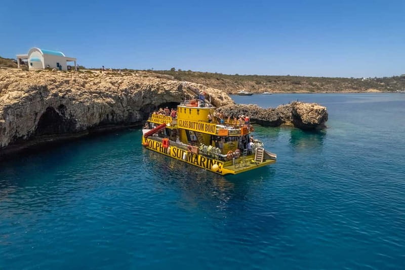 From Protaras: Cruise to Blue Lagoon, Turtle Cove & Sea Cave - Cape Greco Coastline Stops: Sea Caves, Pirate Caves, and Lover’s Bridge