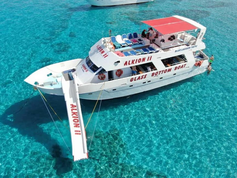 Latchi: Blue Lagoon Glass Bottom Boat Cruise with Drinks - The Blue Lagoon swim and waterslide, plus the included drinks