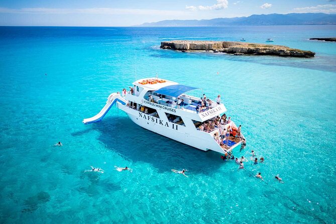 Nafsika II Half Day Cruise Swimming to blue lagoon water slide - The Route by Sea Caves and Historic Landmarks You See Pass By