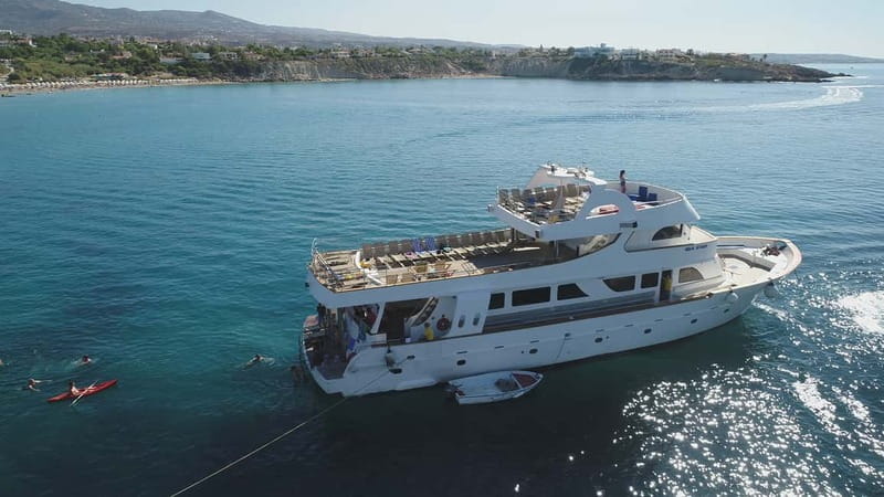 Paphos: Half Day BBQ Cruise with Open Bar & Snorkelling - On the yacht: comfort, decks, and the open bar atmosphere