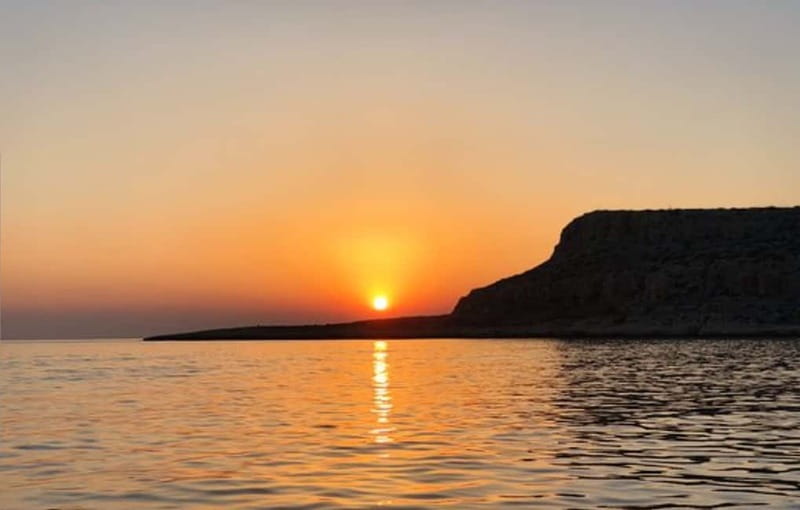 Protaras Blue Lagoon Sunset Tour with Pizza & Champagne - Cape Greco National Forest Park, then the turtle swim area