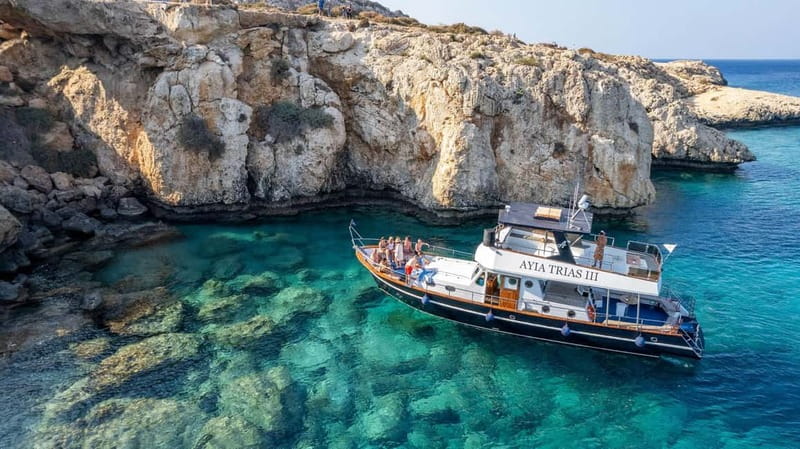 Protaras: Luxury Blue Lagoon Cruise / 3H, 2 Swim Stops - Ayia Trias Cruise boat comfort, top deck views, and clean facilities